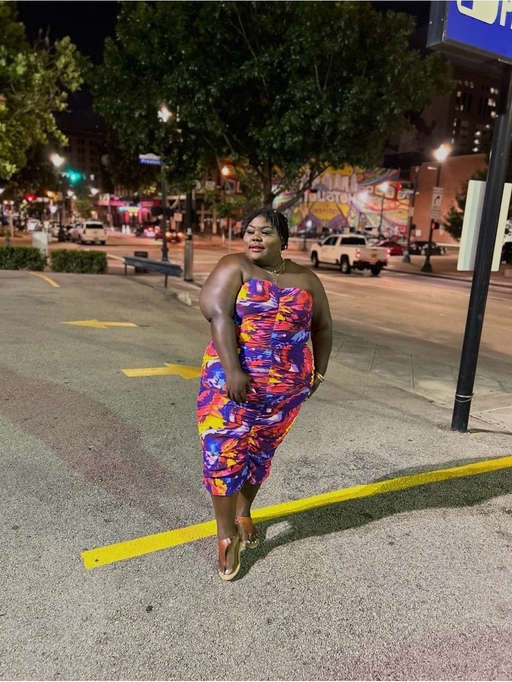 Rogue Strapless Multi-Color Ruched Maxi Dress - Picture 3 of 3